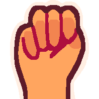 A yellow hand doing the ASL symbol for the letter M